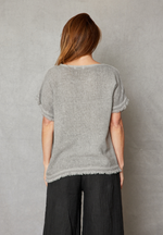 Raw Edge Open Weave Linen Top