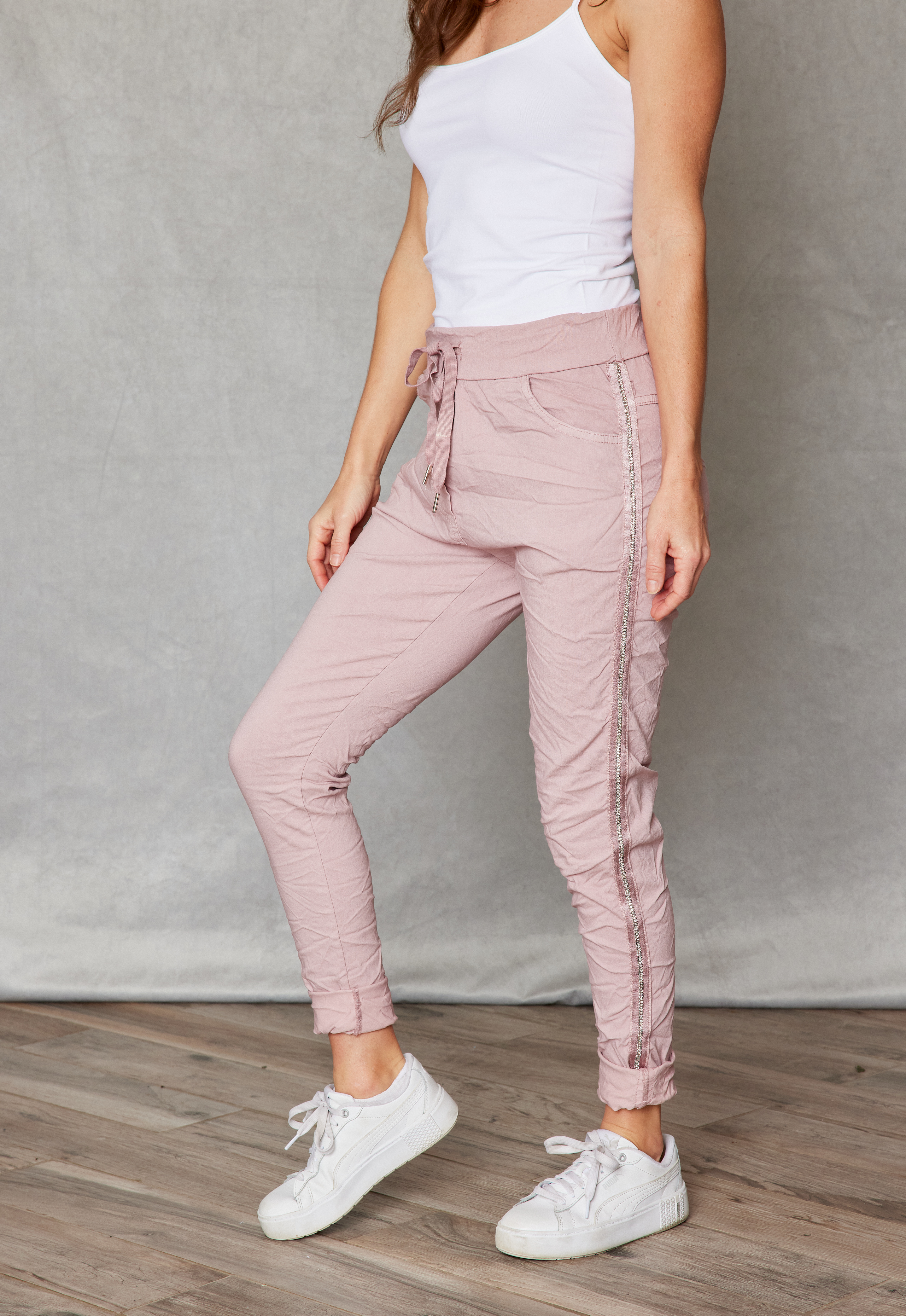 Rhinestone Super-Stretch Italian Pants Solid Colors - Jacqueline B Clothing