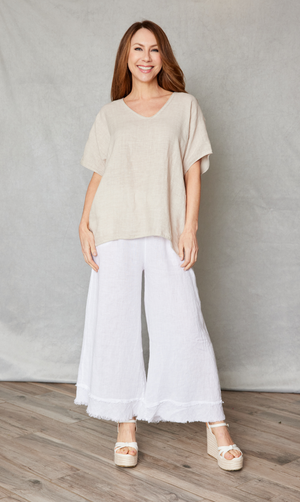 Perfect Linen V-Neck Full Tee