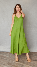 Spaghetti strap linen dress