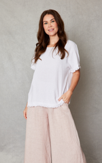Raw Edge Open Weave Linen Top (4 Colors)