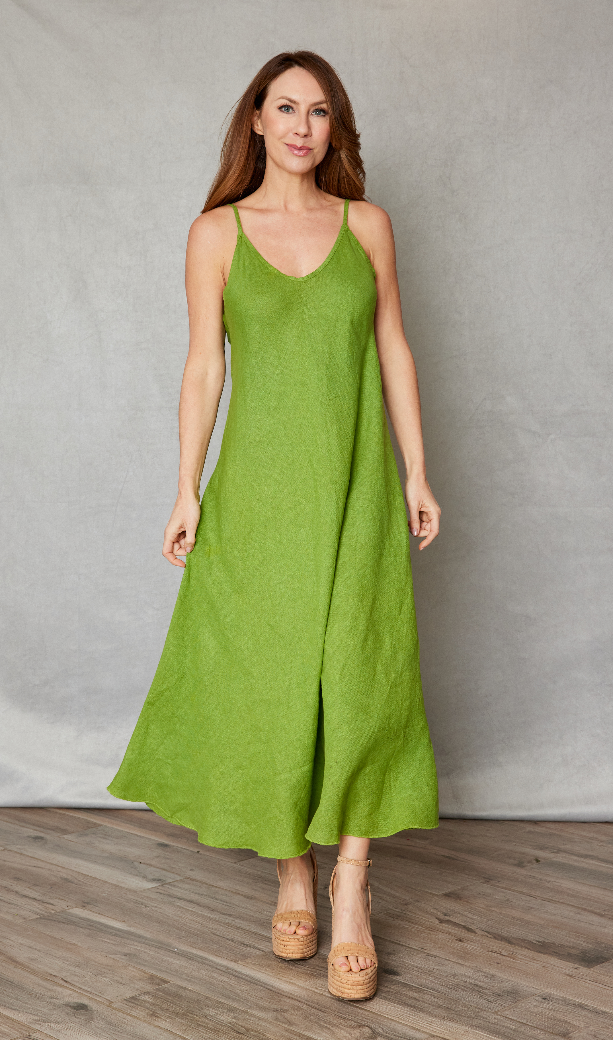 Spaghetti strap linen dress