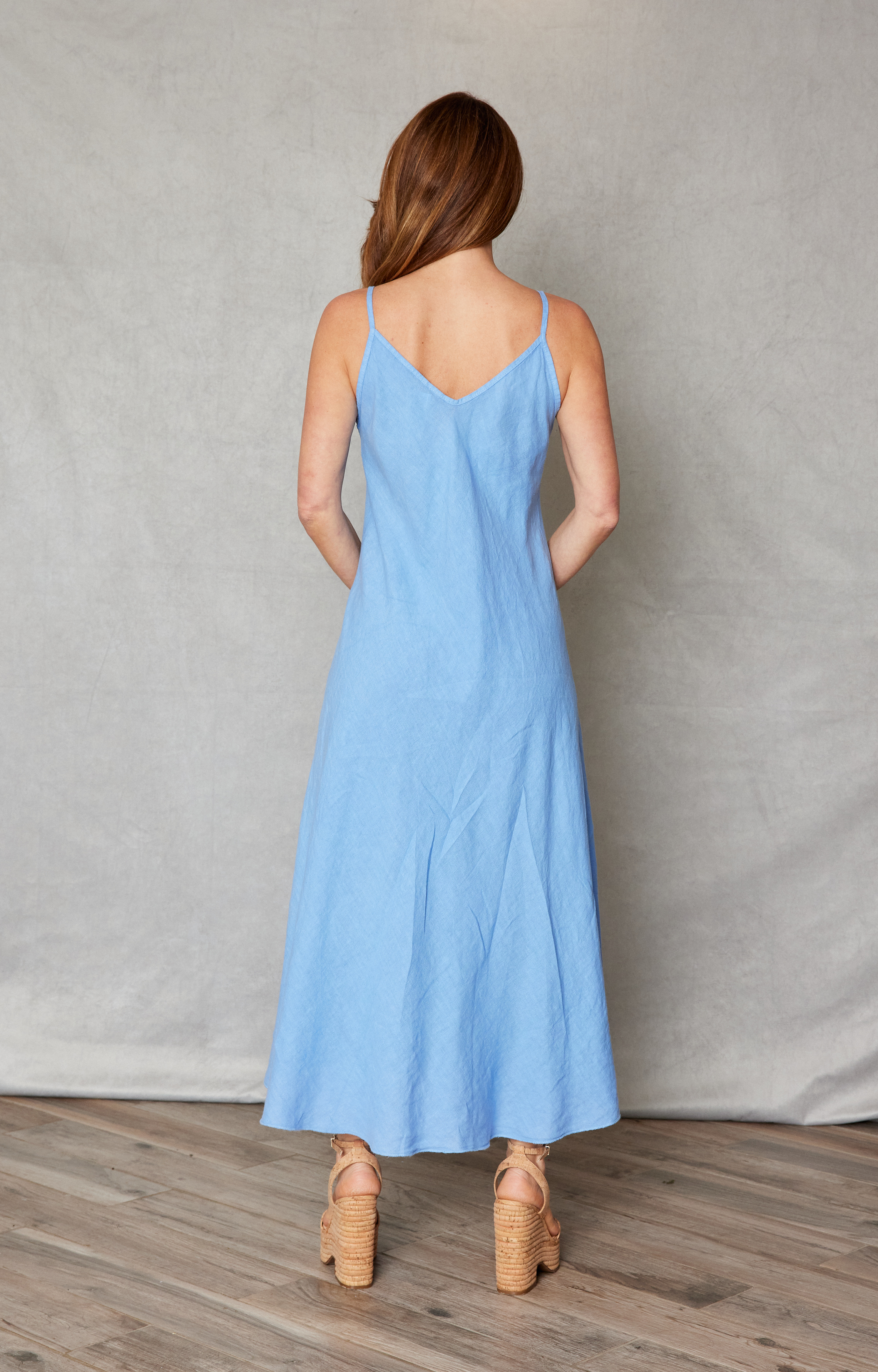 Spaghetti strap linen dress