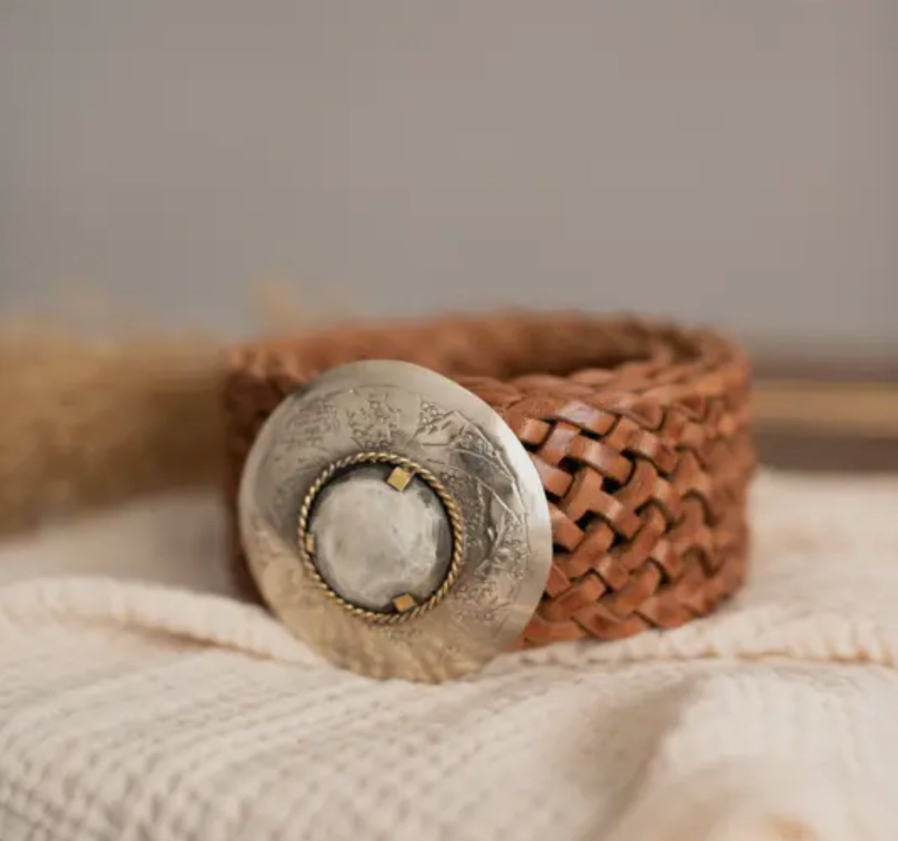 Moroccan Handmade Belt Silver Circle with Stone