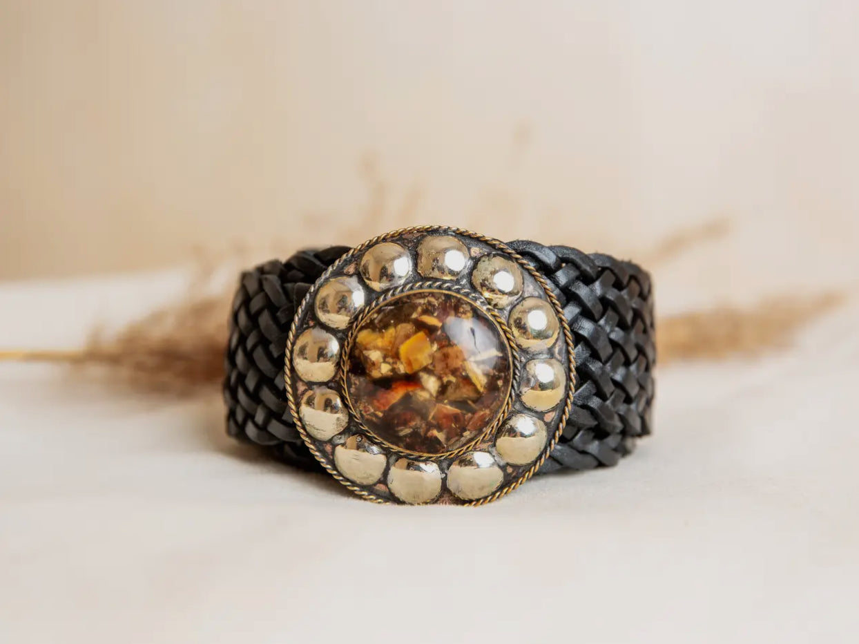 Moroccan Belt Handmade with Mixed Stone Center (2 Colors)