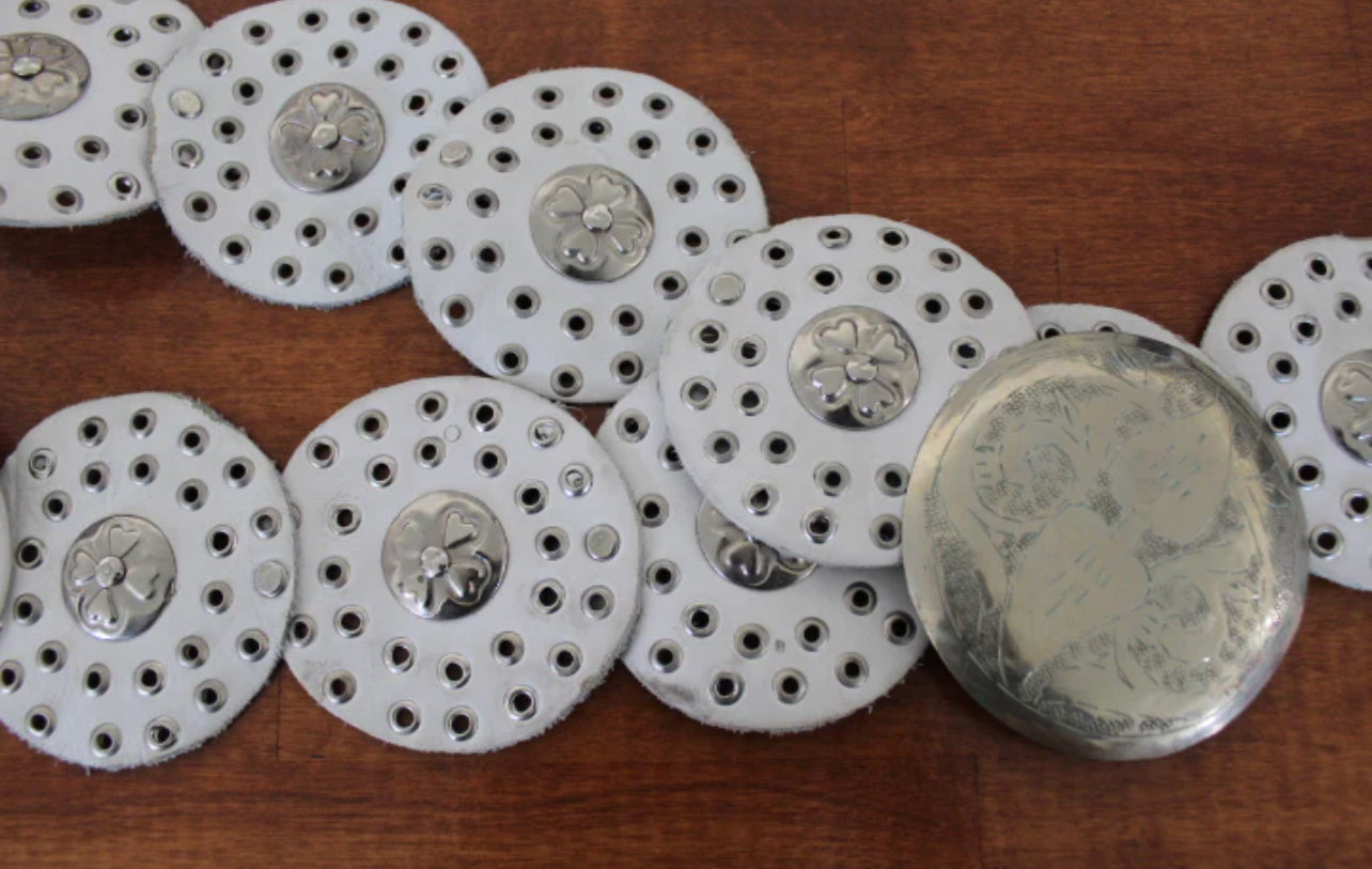 Western Leather Concho Belt – Handmade Brown Leather Circle Belt