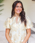 Gold Ivory Jacquard Top