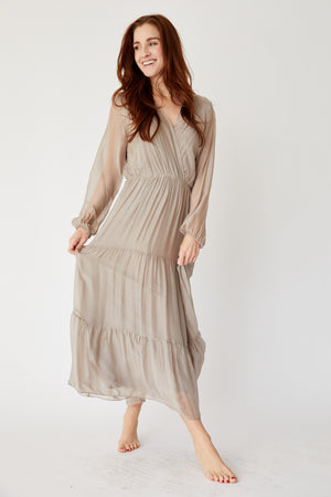 Tiered Silk Dress (Two Colors) - Jacqueline B Clothing