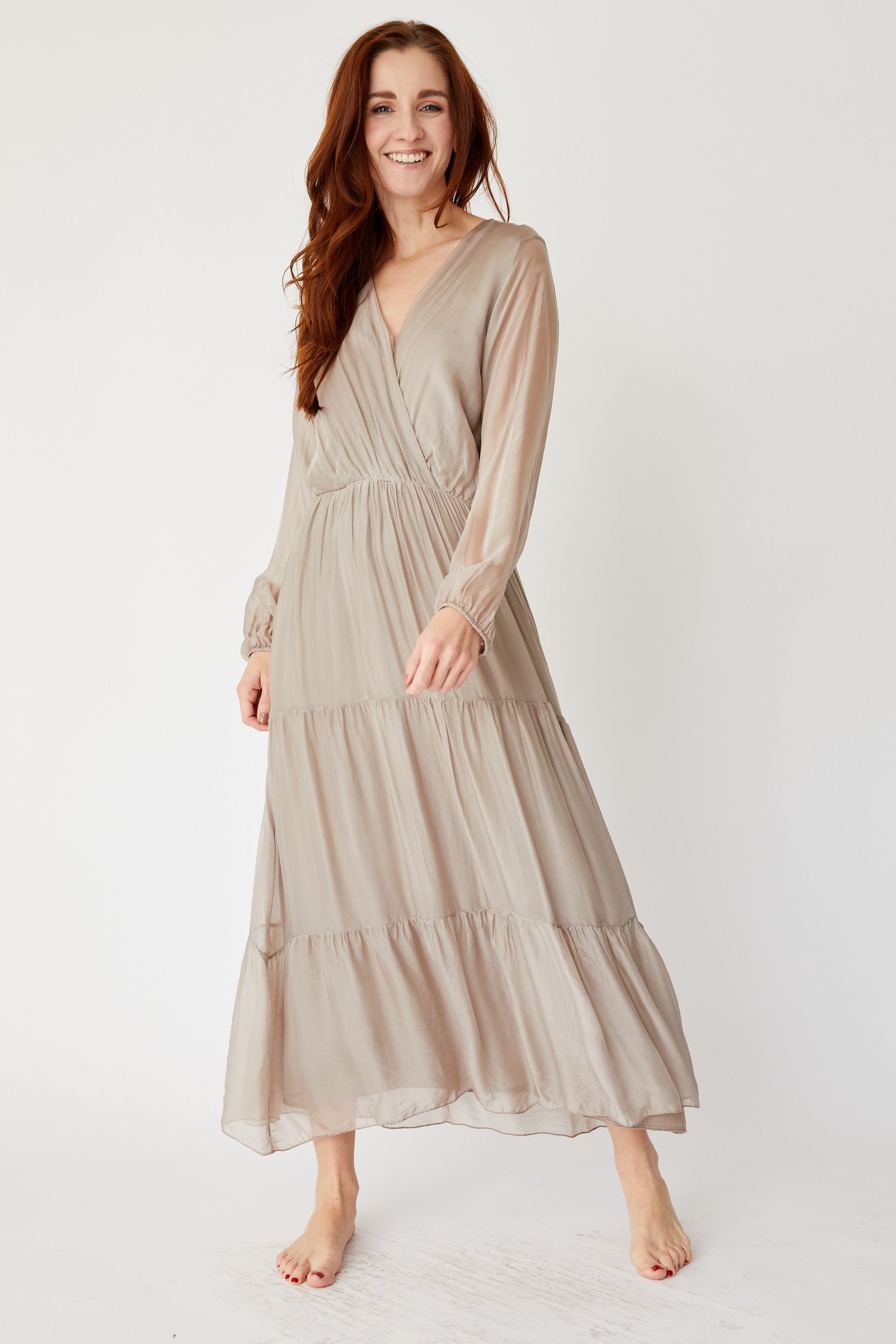 Tiered Silk Dress (Two Colors) - Jacqueline B Clothing