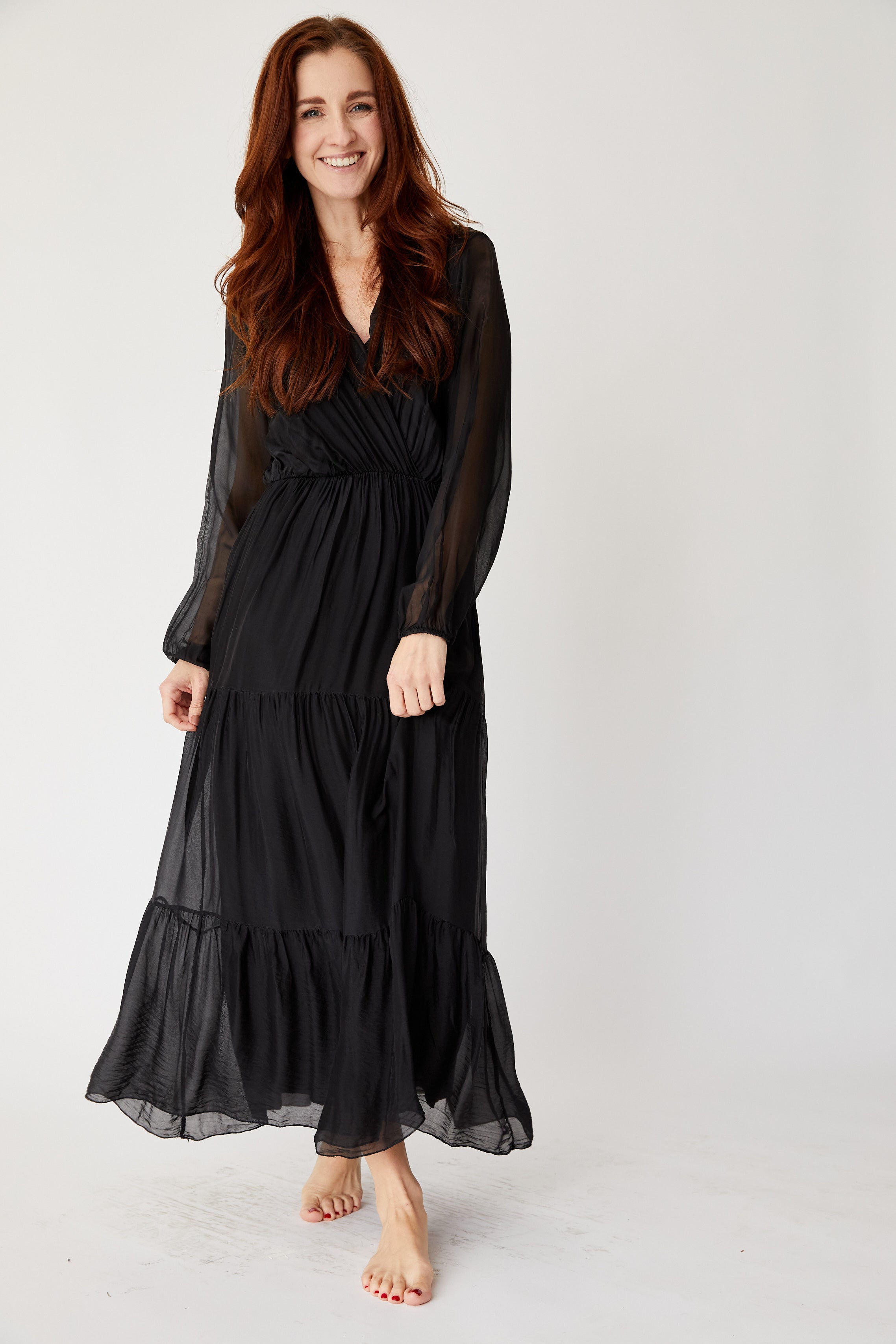 Tiered Silk Dress (Two Colors) Tan Tiered Silk Dress (Two Colors) Tan
