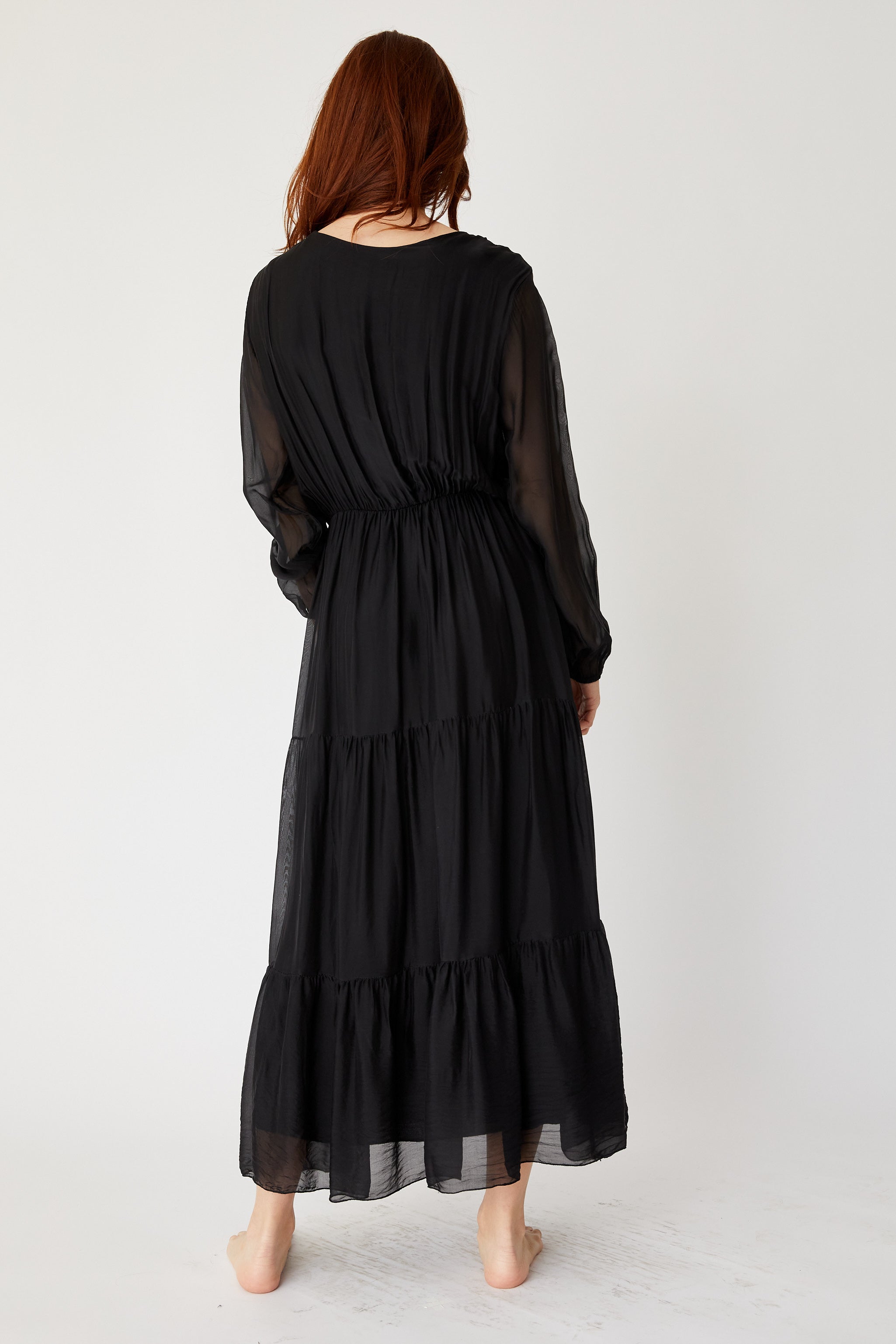Tiered Silk Dress (Two Colors) - Jacqueline B Clothing