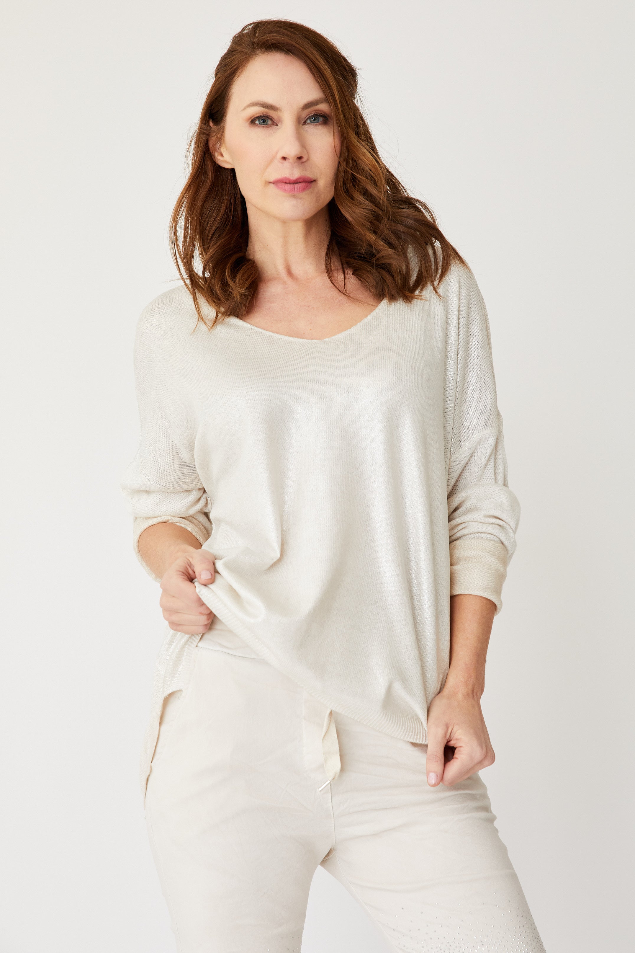 Shinny Front Sweater (Eight Colors) - Jacqueline B Clothing