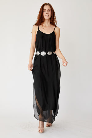 silk tank top dress SEQUINS EMBROIDERY SILK TANK TOP COCKTAIL DRESS