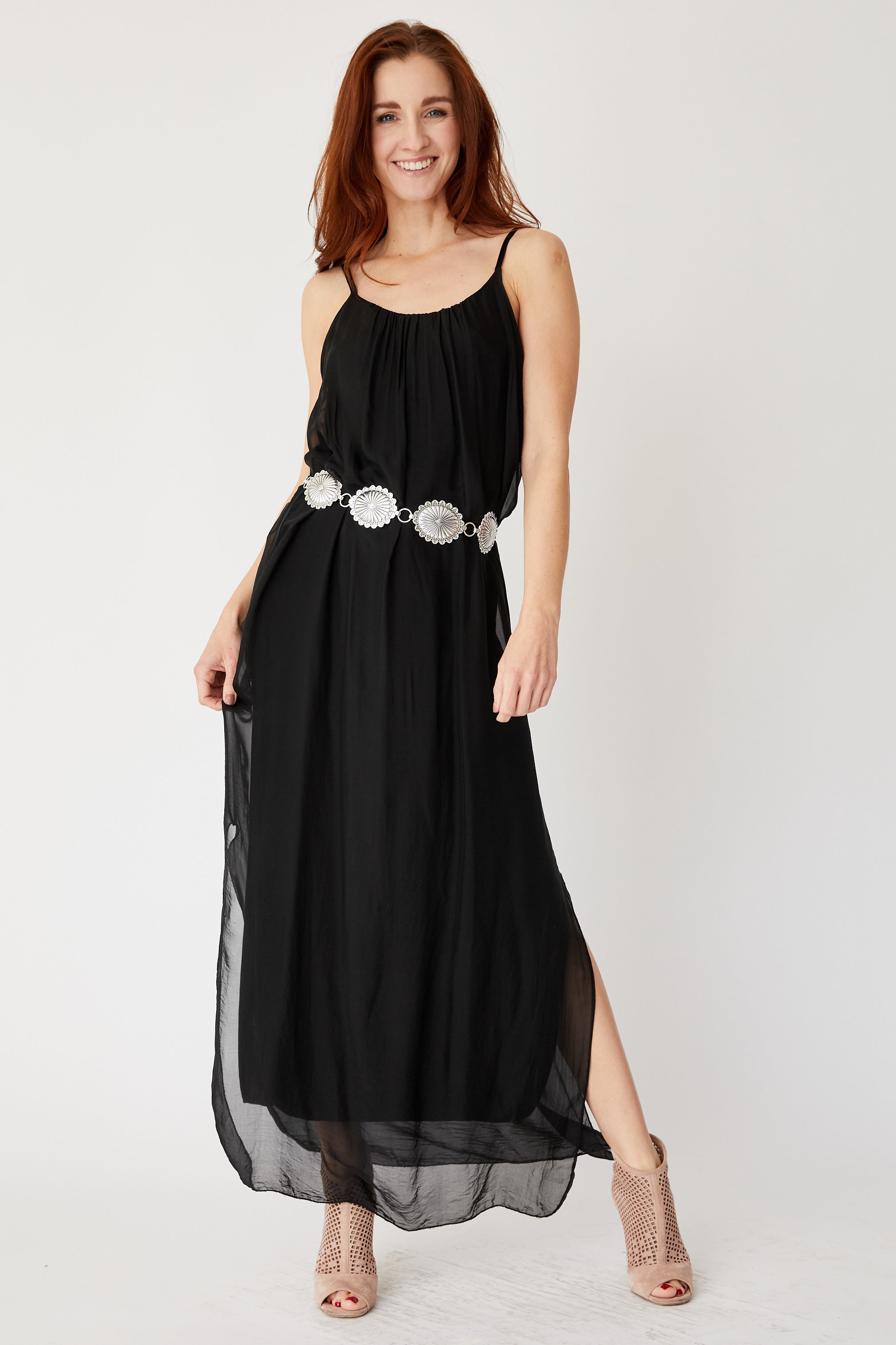 black silk tank dress Satin Tank Dress in Black