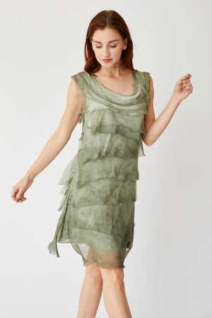 Short Layered Silk Dress (Six Colors) - Jacqueline B Clothing