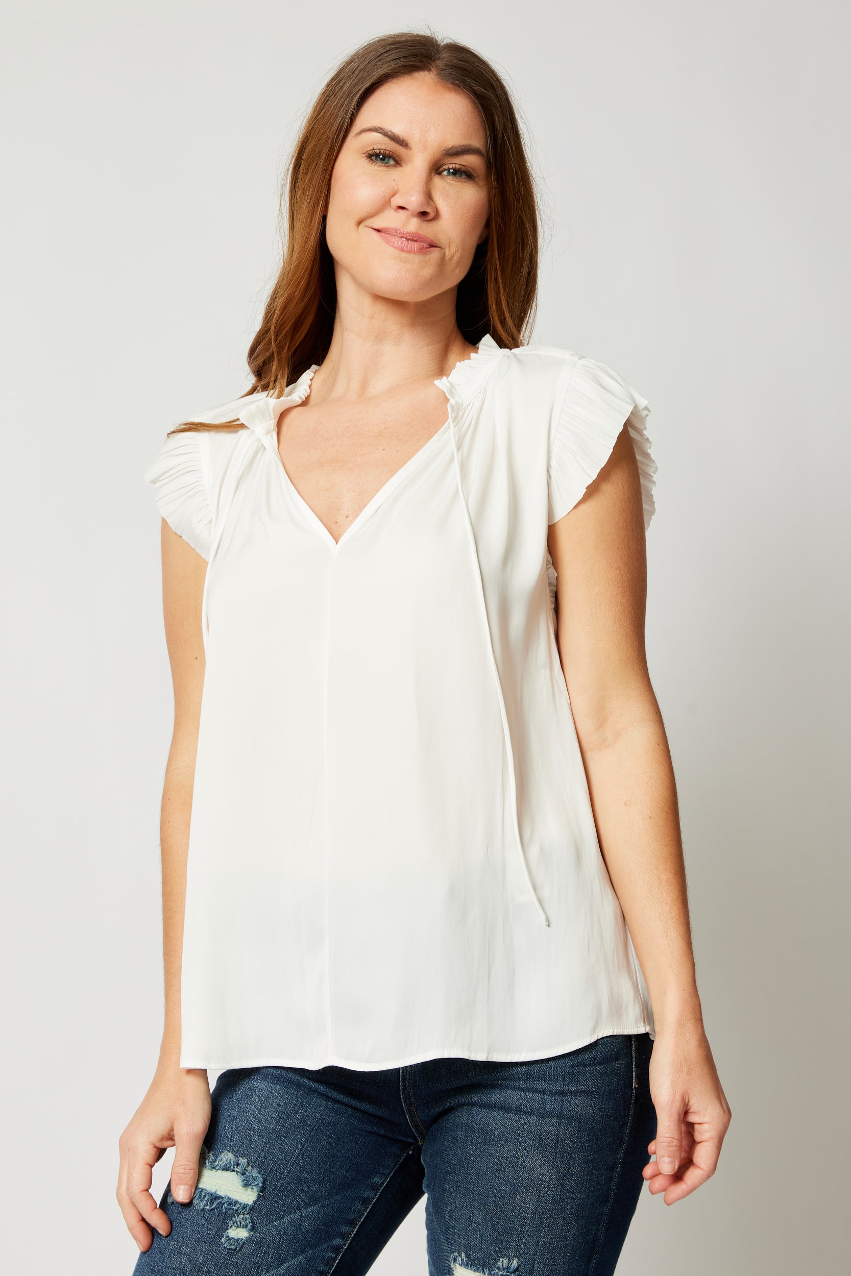 Pleated Sleeve Blouse