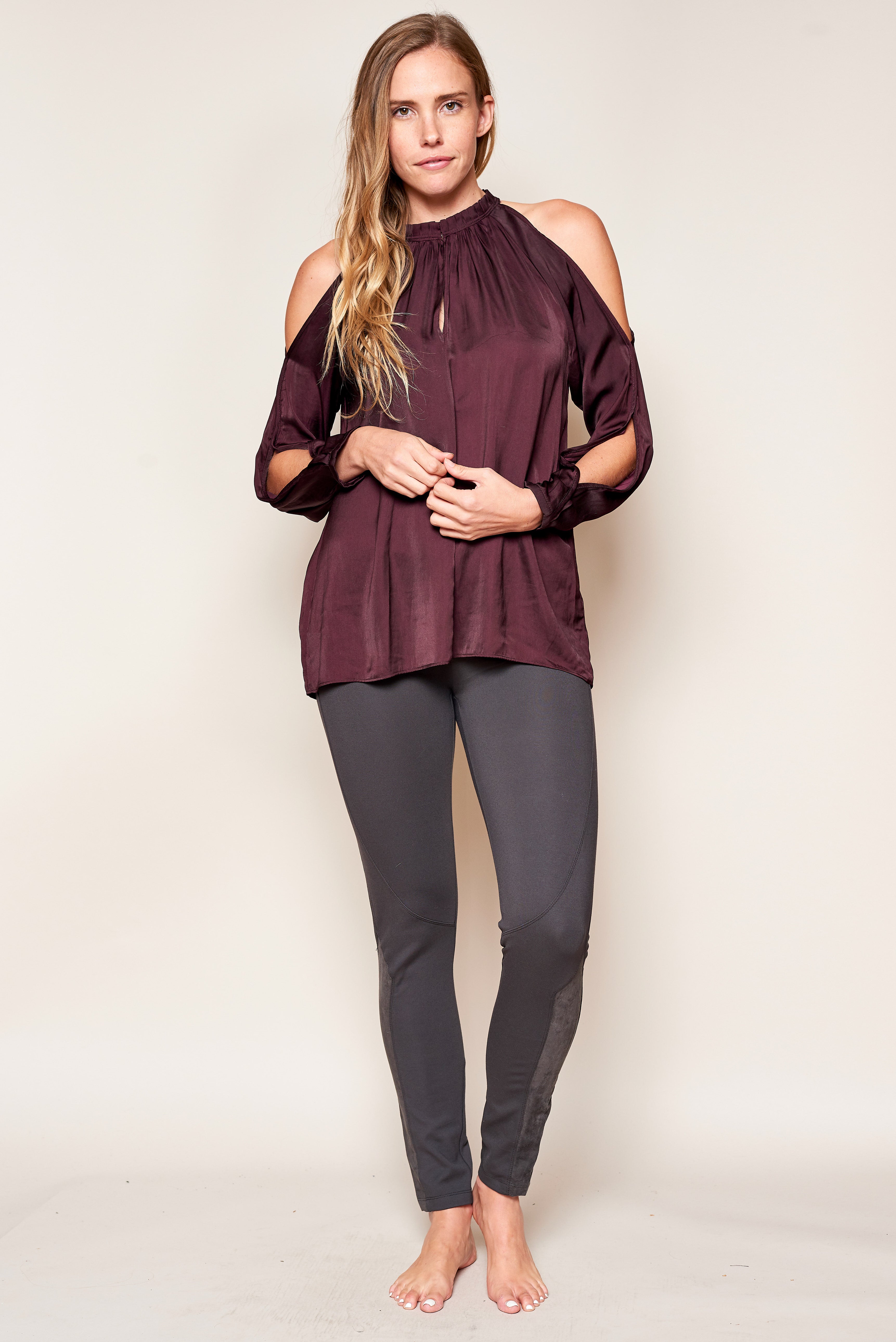 Lose 10 Lbs Leggings Suede Inset - Jacqueline B Clothing