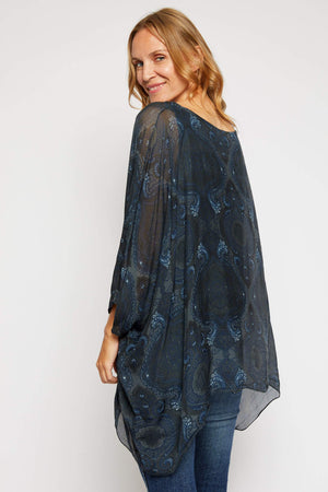 Italian Silk Paisley Pattern Flowing Top - Jacqueline B Clothing