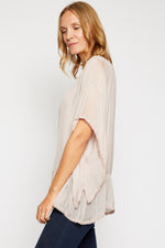 Italian Silk Short Sleeve with Lace Trim - Jacqueline B Clothing