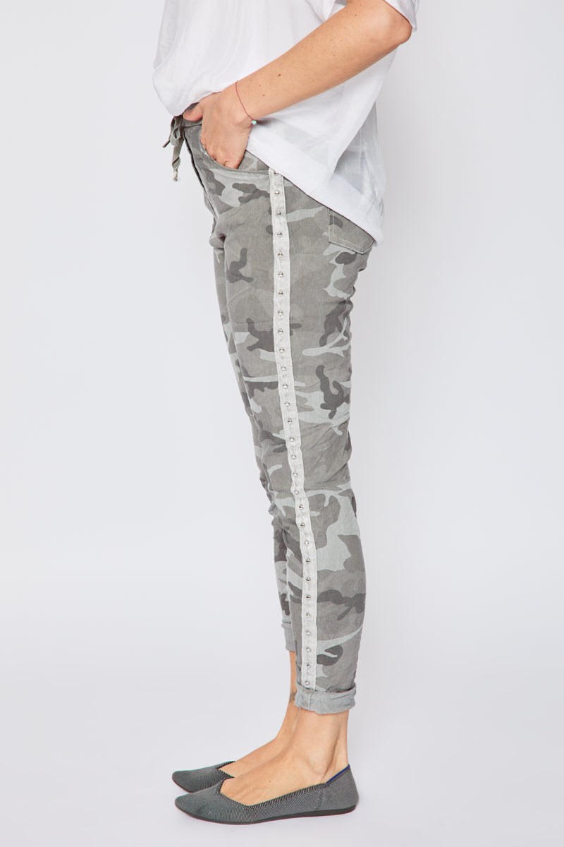 Super Stretch Studded Camo Pants - Jacqueline B Clothing