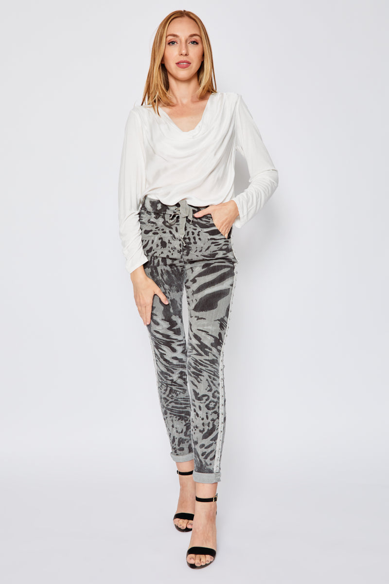 Animal Pattern Super Stretch Pants - Jacqueline B Clothing