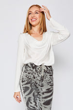 Drapeneck Satin Top - Jacqueline B Clothing