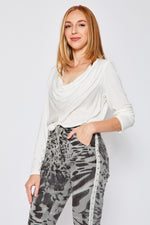 Drapeneck Satin Top - Jacqueline B Clothing