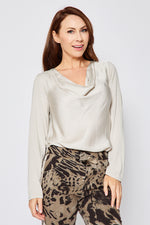 Drapeneck Satin Top - Jacqueline B Clothing