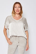 Oversized V Neck Satin Top (Ten Colors) - Jacqueline B Clothing
