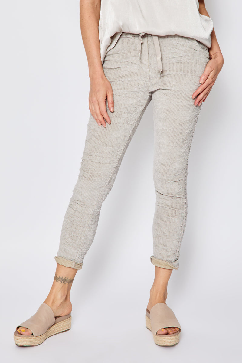 Stretch Corduroy Studded Pants (Two Colors) - Jacqueline B Clothing