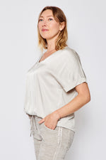 Oversized V Neck Satin Top (Ten Colors) - Jacqueline B Clothing