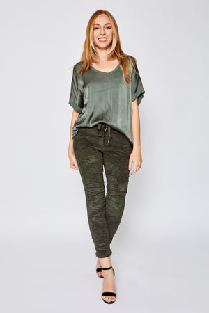 Oversized V Neck Satin Top (Ten Colors) - Jacqueline B Clothing