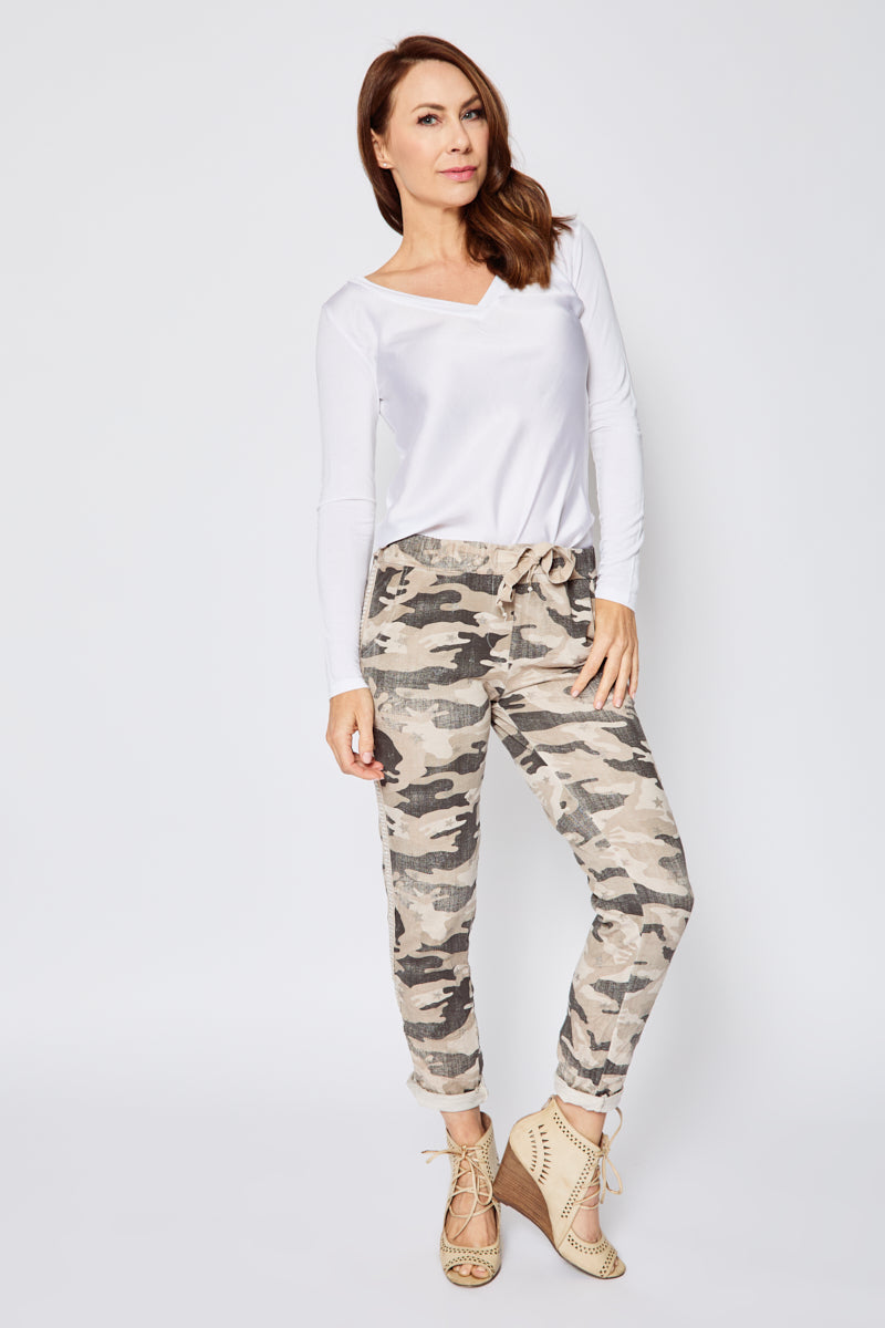 Soft Camo Pants w/ Mini Stars - Jacqueline B Clothing