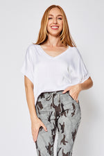 Oversized V Neck Satin Top (Ten Colors) - Jacqueline B Clothing