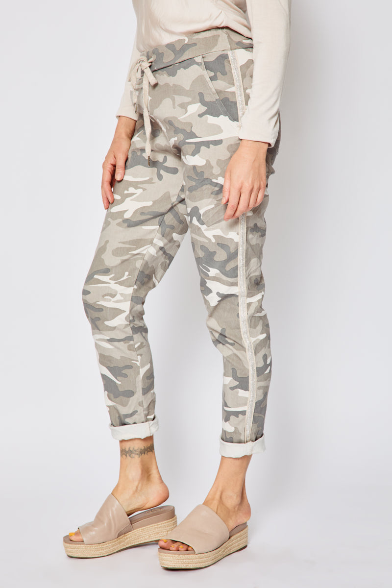 D Style Silver Stripe Camo Pants (Five Colors) - Jacqueline B Clothing