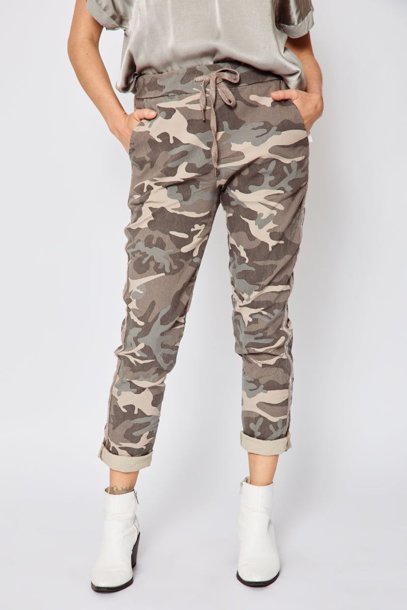 D Style Silver Stripe Camo Pants (Five Colors) - Jacqueline B Clothing