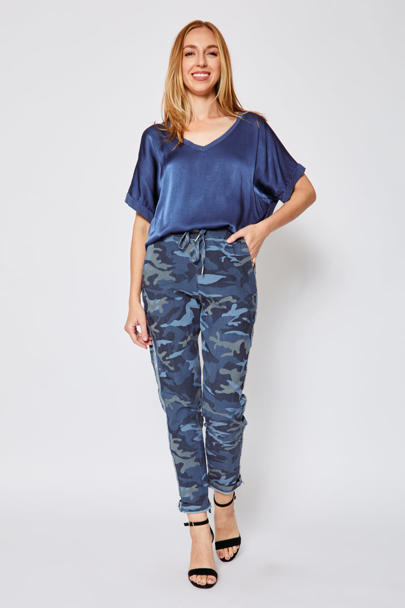 D Style Silver Stripe Camo Pants (Five Colors) - Jacqueline B Clothing