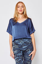Oversized V Neck Satin Top (Ten Colors) - Jacqueline B Clothing