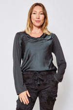 Drapeneck Satin Top - Jacqueline B Clothing