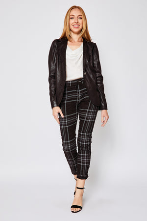 Plaid Sueded Stretch Pants - Jacqueline B Clothing