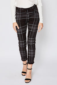 Plaid Sueded Stretch Pants - Jacqueline B Clothing