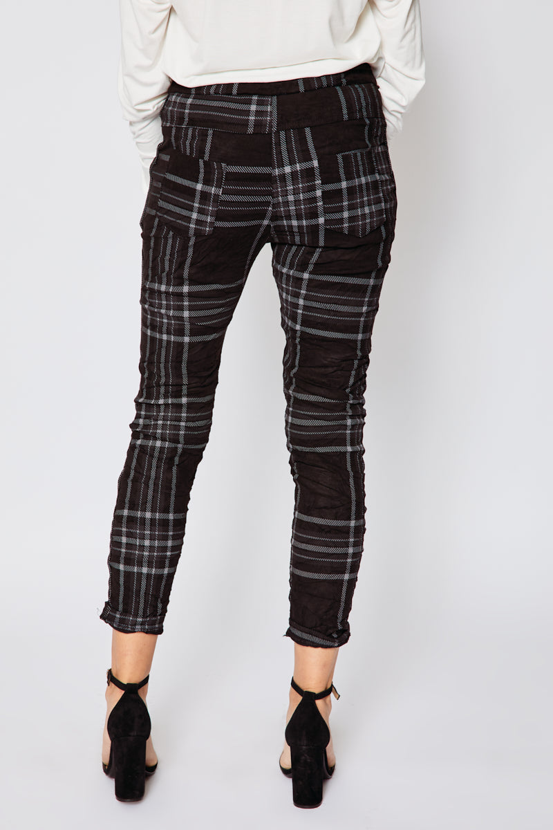 Plaid Sueded Stretch Pants - Jacqueline B Clothing