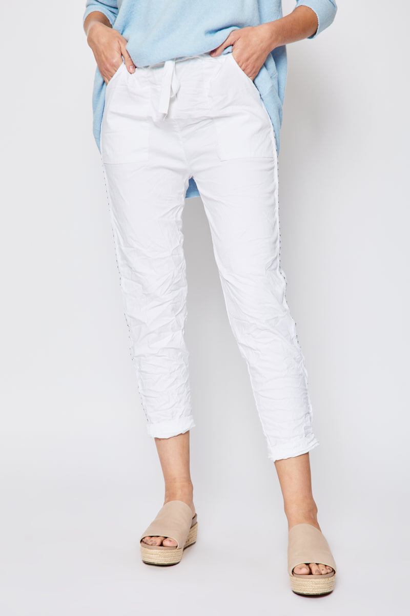 Studded Solid Pants (Three Colors) - Jacqueline B Clothing