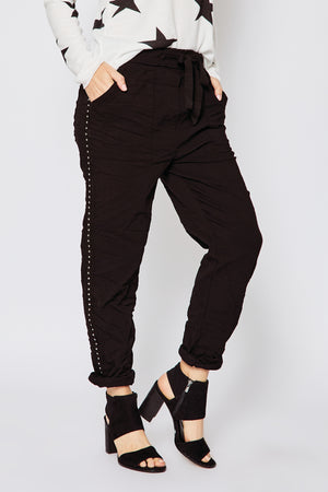 Studded Solid Pants (Three Colors) - Jacqueline B Clothing