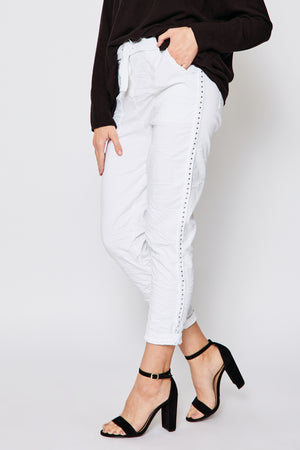 Studded Solid Pants (Three Colors) - Jacqueline B Clothing