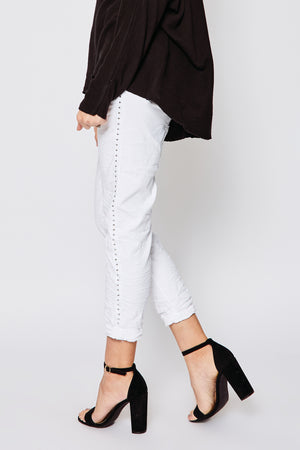 Studded Solid Pants (Three Colors) - Jacqueline B Clothing