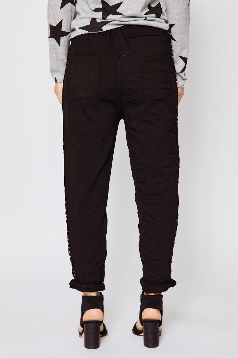 Studded Solid Pants (Three Colors) - Jacqueline B Clothing
