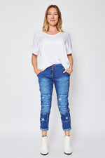 Denim Patch Pants - Jacqueline B Clothing