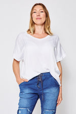 Oversized V Neck Satin Top (Ten Colors) - Jacqueline B Clothing