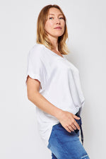 Oversized V Neck Satin Top (Ten Colors) - Jacqueline B Clothing